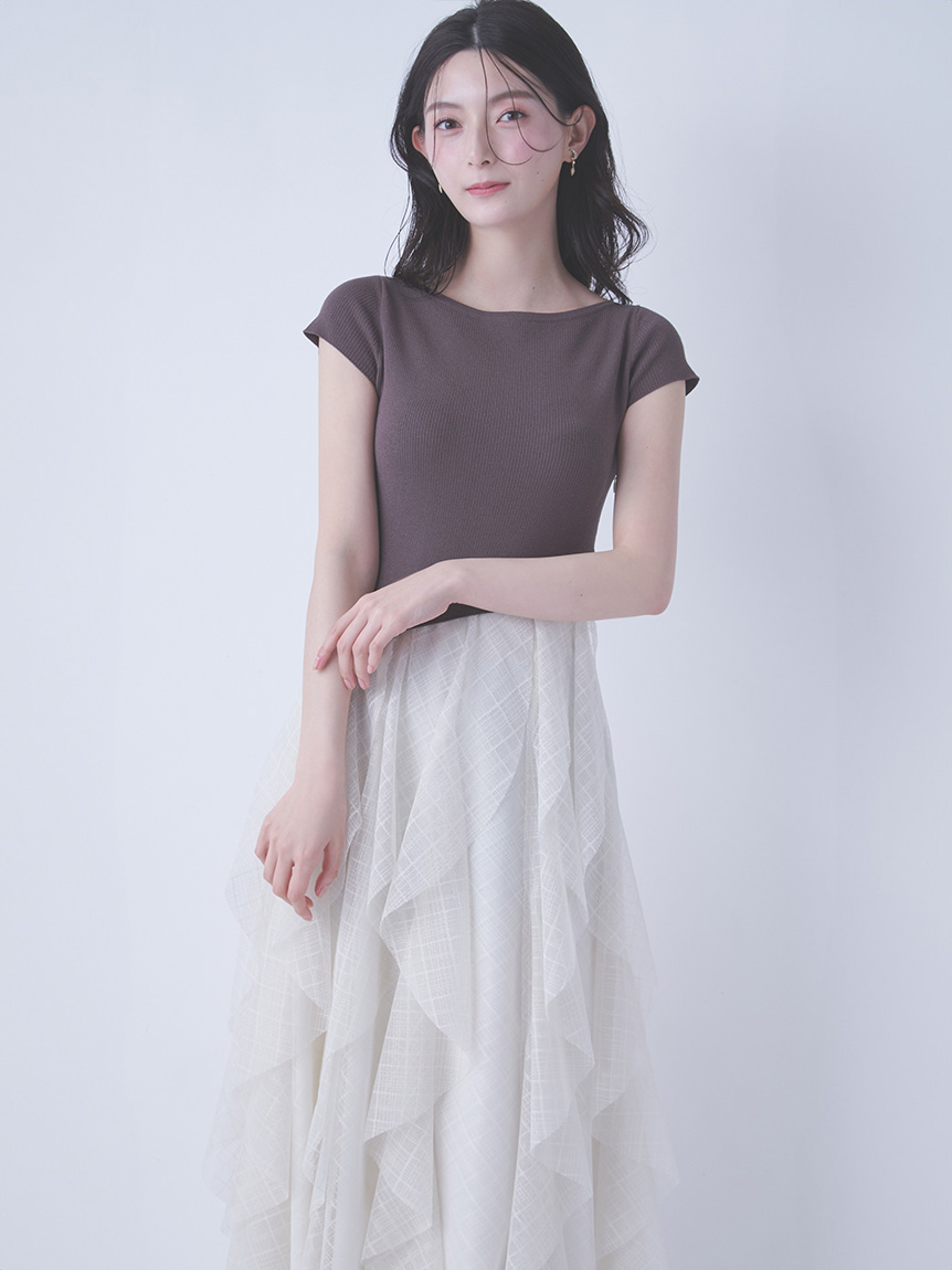 CELFORD ワンピース ラッフルデザインドッキングニットワンピ