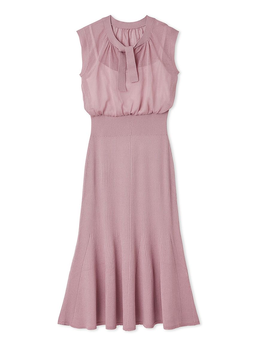 シアーコンビボウタイニットワンピース(デイリーワンピース)｜DRESS