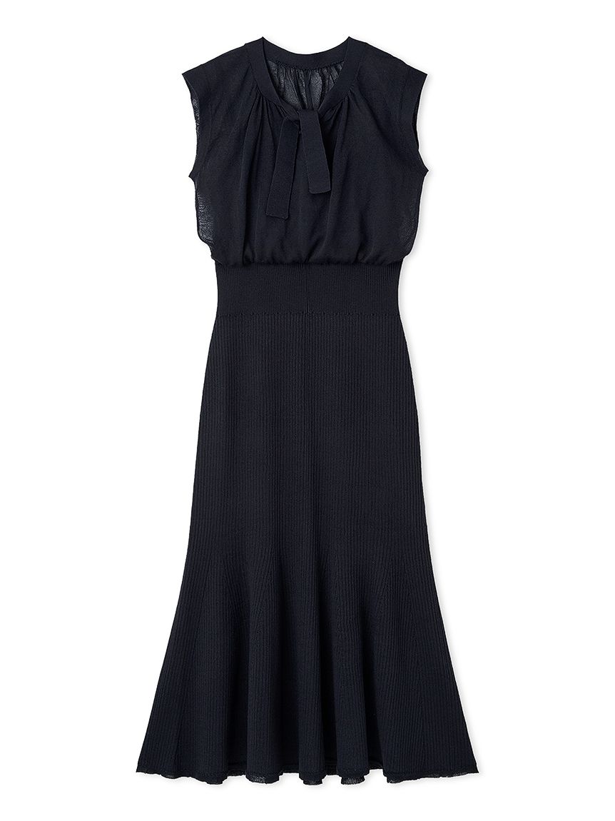 極美品】CELFORD ボウタイニットワンピース 38ネイビー 24年モデル