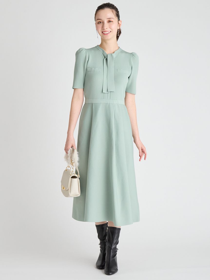 ボウタイニットワンピース(デイリーワンピース)｜DRESS（ドレス