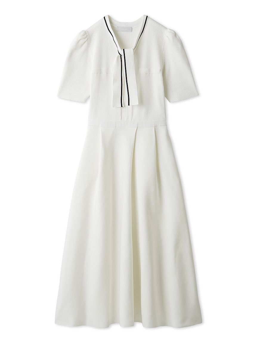 【プロフ必読を】 　ボウタイニットワンピース 半袖 プロフ必読を】 ボウタイニットワンピース 半袖 CELFORD