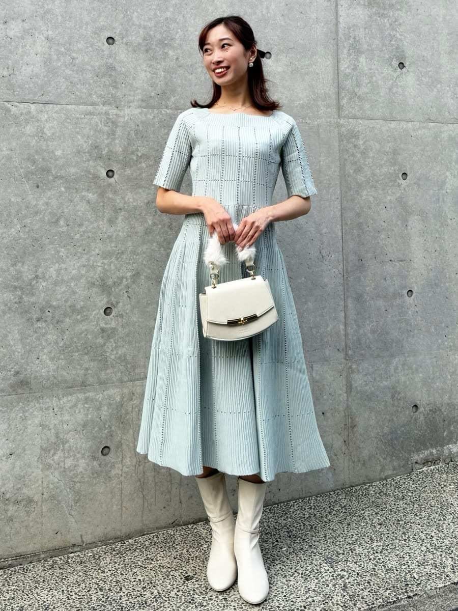 スクエアネックディフォーメーションニットワンピース(デイリー