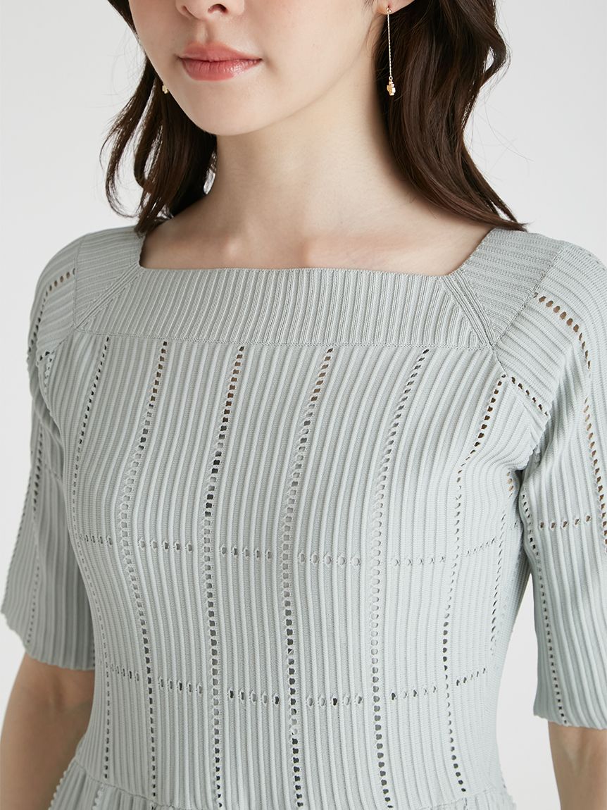 スクエアネックディフォーメーションニットワンピース(デイリー