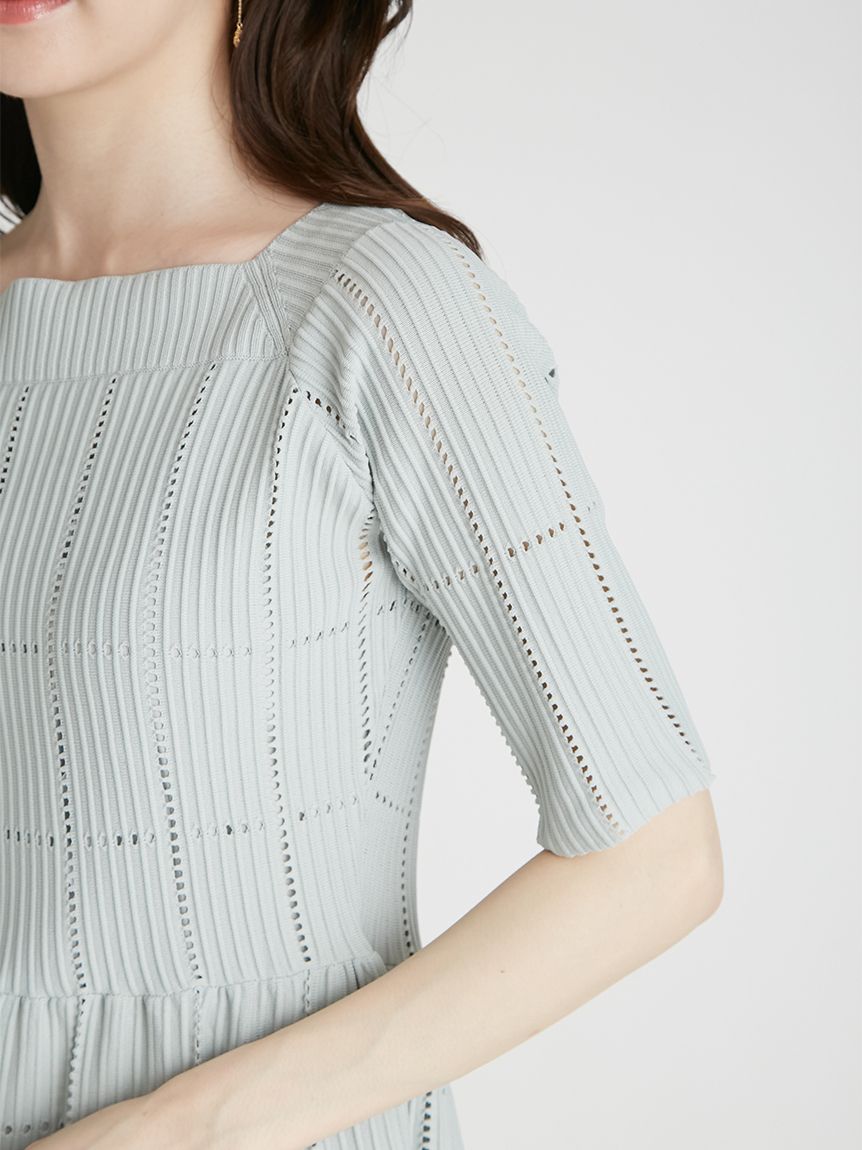 スクエアネックディフォーメーションニットワンピース(デイリー