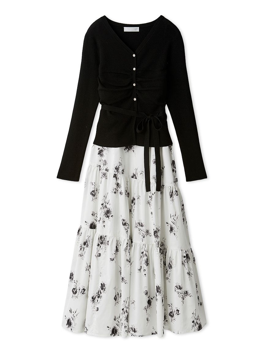 ティアードワンピース＆カーディガンセット(デイリーワンピース