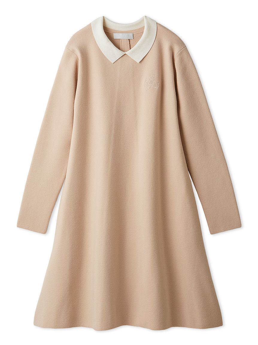 衿付きAラインニットワンピース(デイリーワンピース)｜DRESS