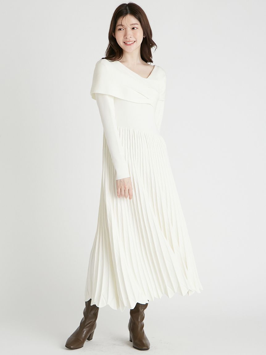 アシメオフショルニットワンピース(ニットワンピース)｜DRESS（ドレス