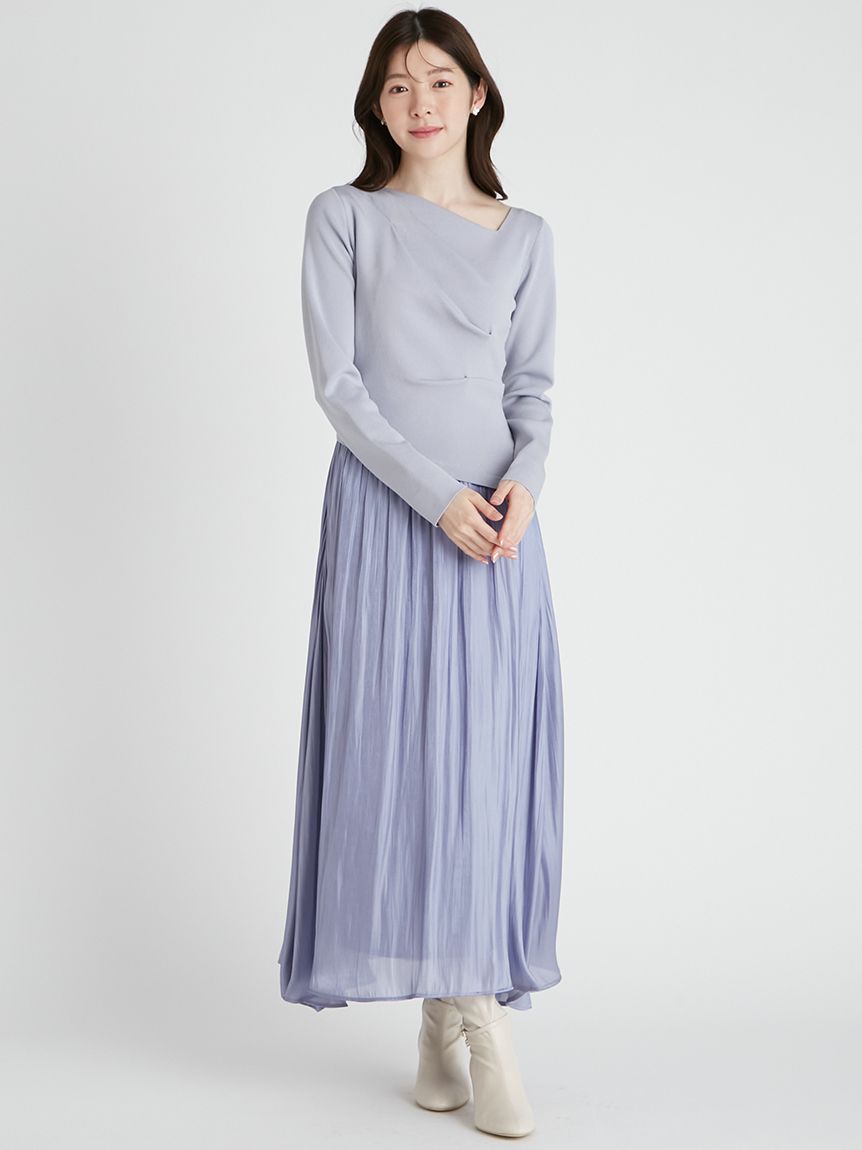 ワンピース connie アシメネックニットドッキングワンピース(ニットワンピース)｜DRESS