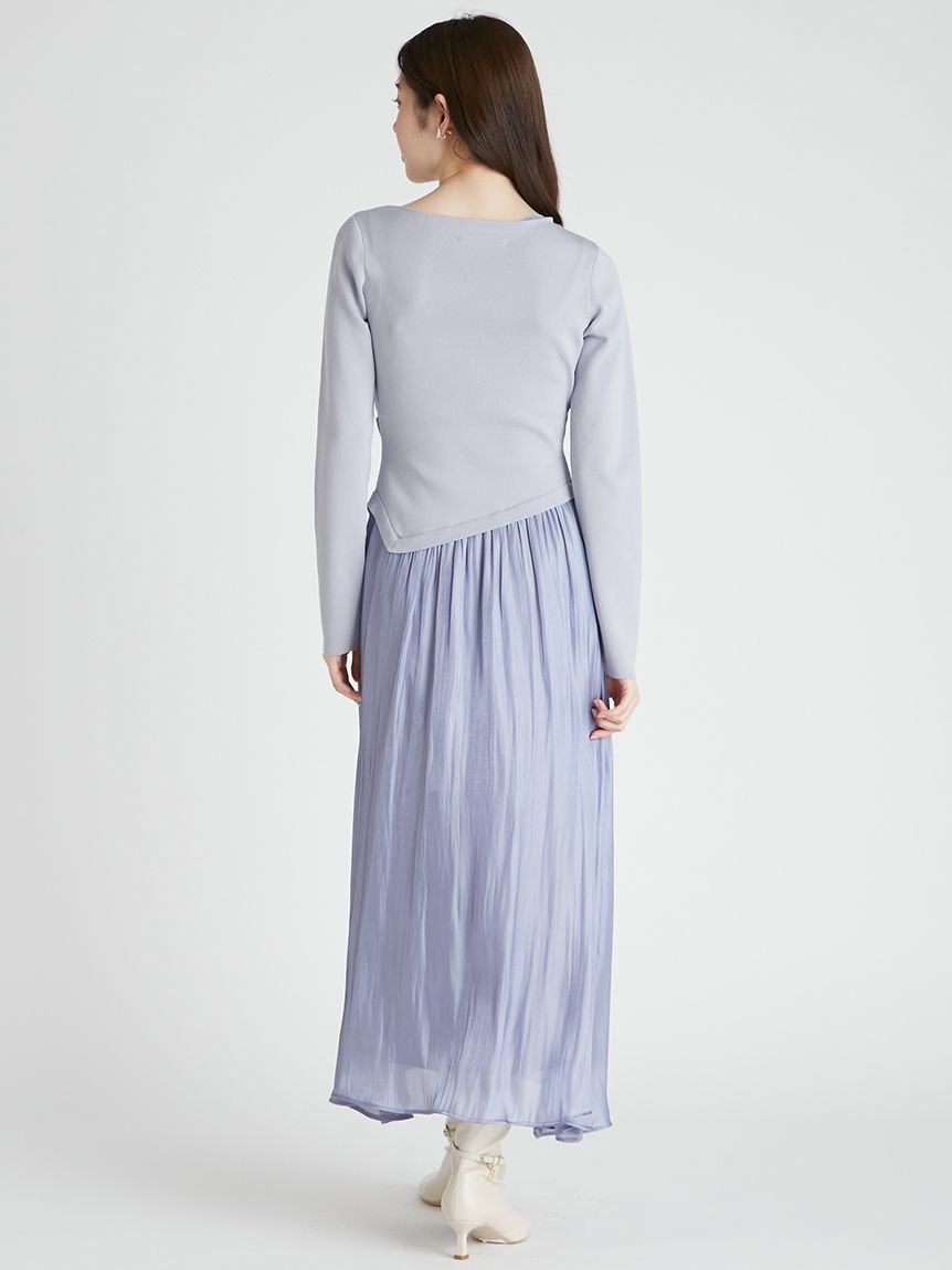 アシメネックニットドッキングワンピース(ニットワンピース)｜DRESS