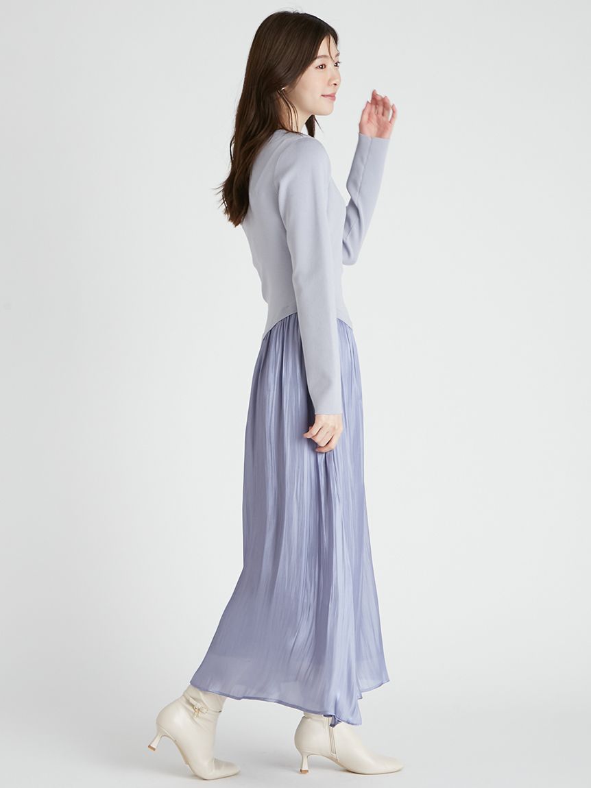 アシメネックニットドッキングワンピース(ニットワンピース