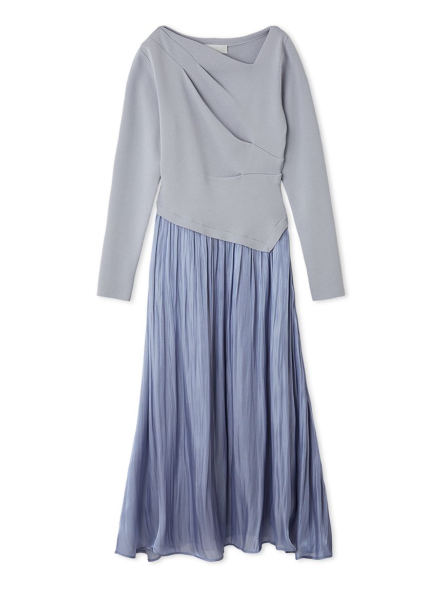 アシメネックニットドッキングワンピース(ニットワンピース