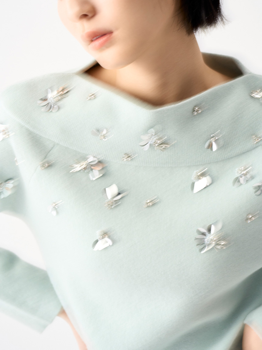 ペタルビジューニットワンピース(デイリーワンピース)｜DRESS（ドレス