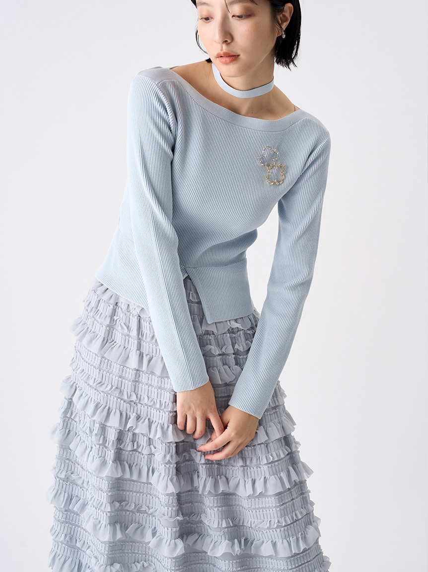 フリルティアードニットドッキングワンピース(デイリー