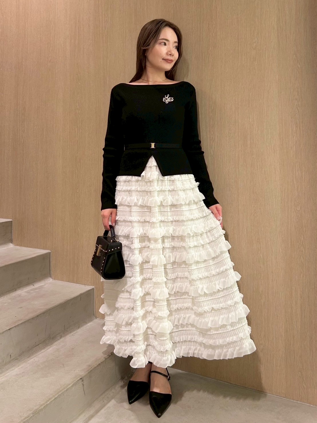 フリルティアードニットドッキングワンピース(デイリーワンピース