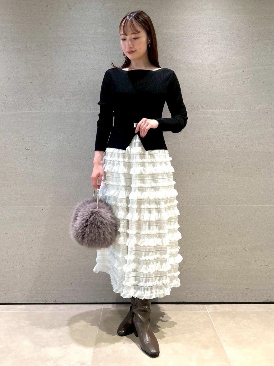 フリルティアードニットドッキングワンピース(デイリーワンピース