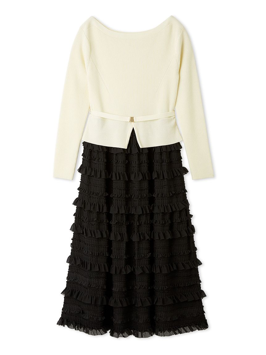 フリルティアードニットドッキングワンピース(デイリー