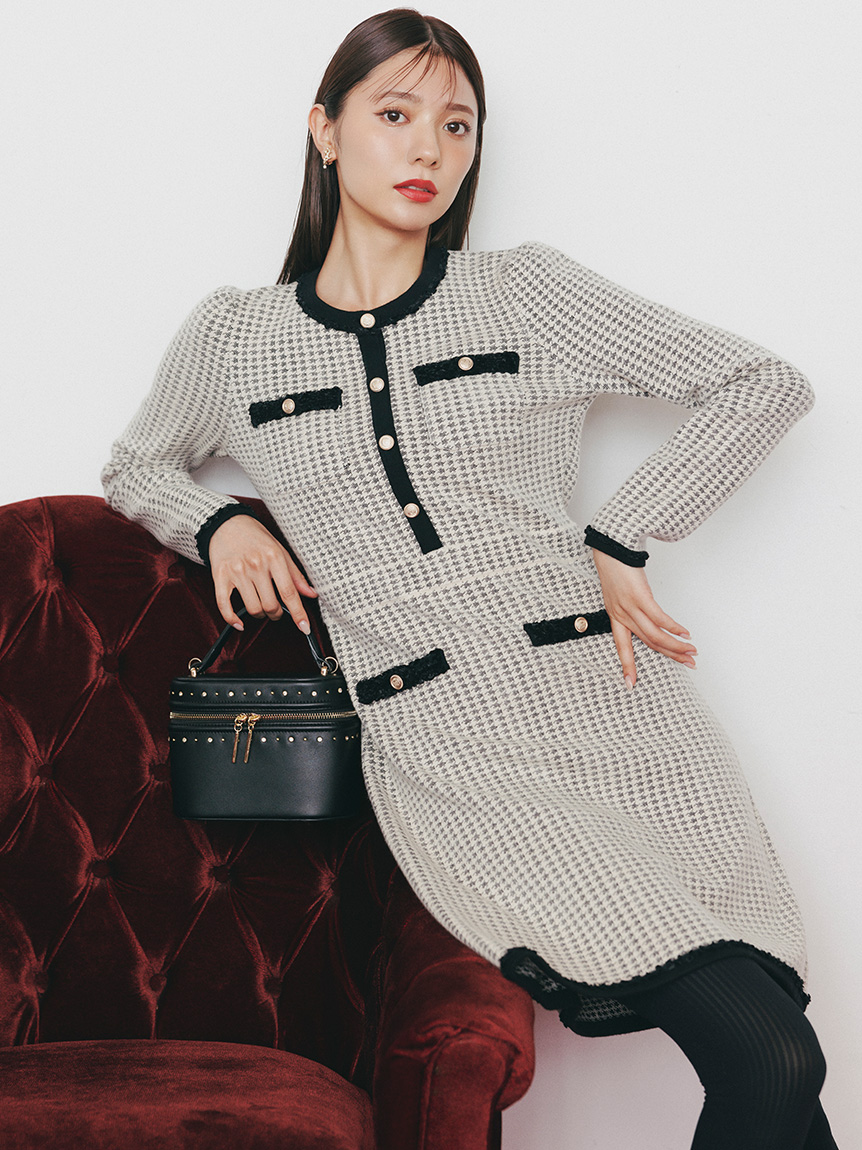 BLACKFRIDAY】ツイード風ニットワンピース(マキシ・ロングワンピース