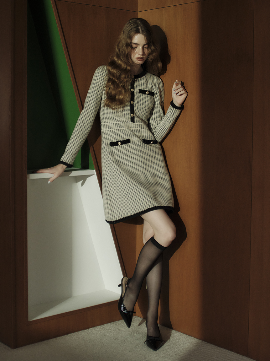 WEB限定】ツイード風ニットワンピース(デイリーワンピース)｜DRESS