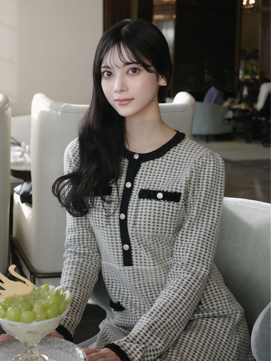 MASH BLACK FRIDAY限定】ツイード風ニットワンピース(膝丈ワンピース