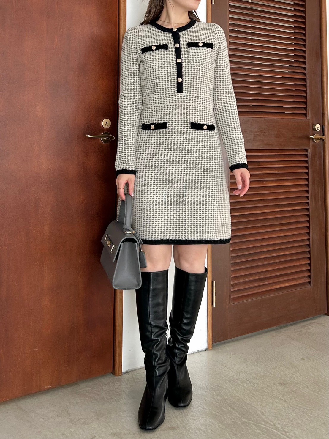 BLACKFRIDAY】ツイード風ニットワンピース(マキシ・ロングワンピース