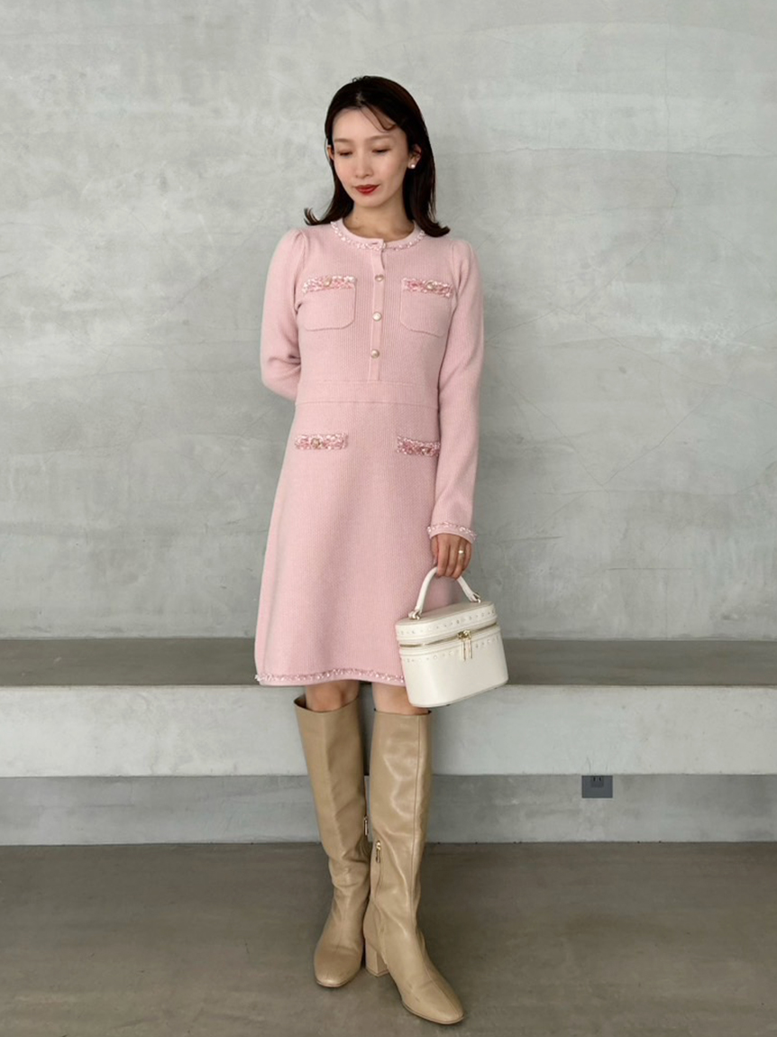 BLACKFRIDAY】ツイード風ニットワンピース(マキシ・ロングワンピース