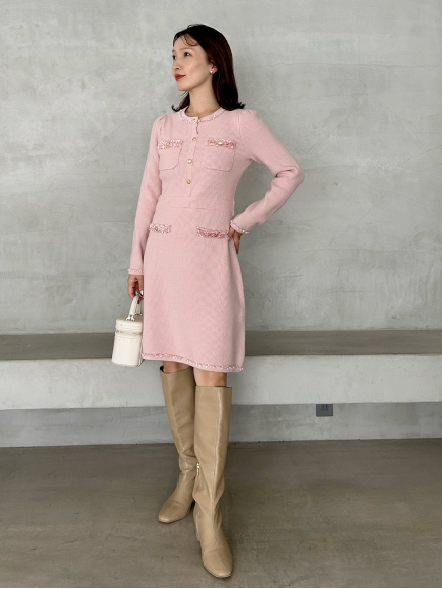 WEB限定】ツイード風ニットワンピース(デイリーワンピース)｜DRESS
