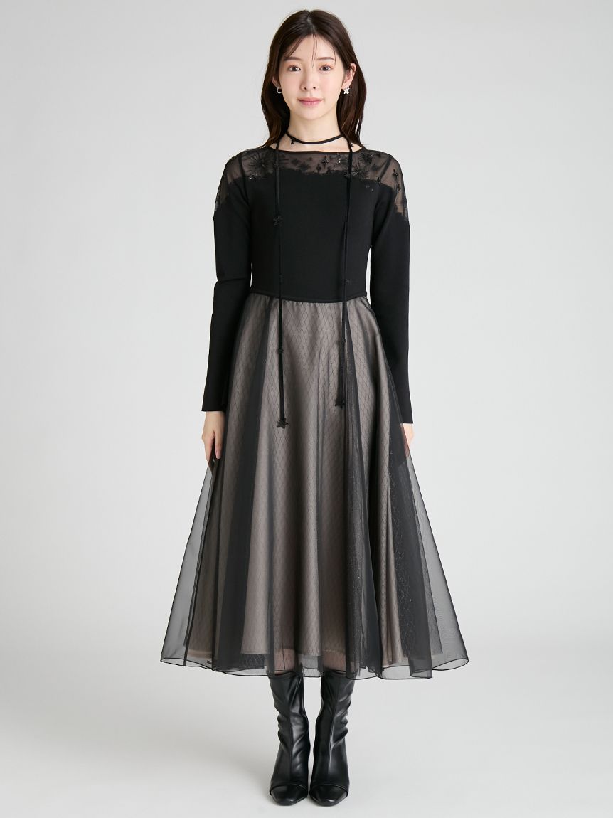 YUMI KATSURA for CELFORD】コラボスターリーニットドレス(マキシ