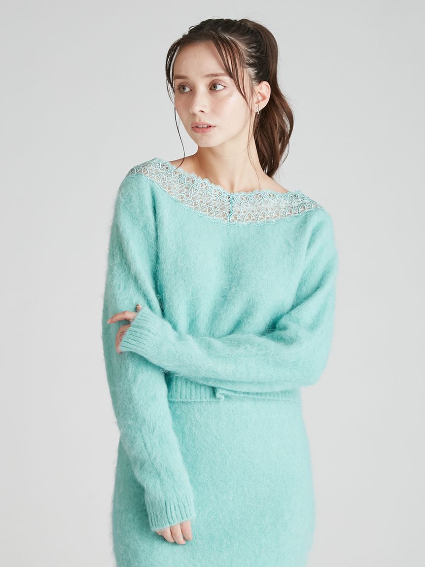 レーストリミングニットセットアップ(ニットワンピース)｜DRESS