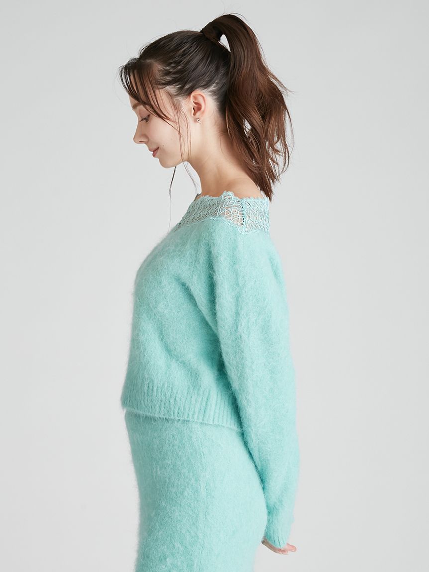 レーストリミングニットセットアップ(ニットワンピース)｜DRESS