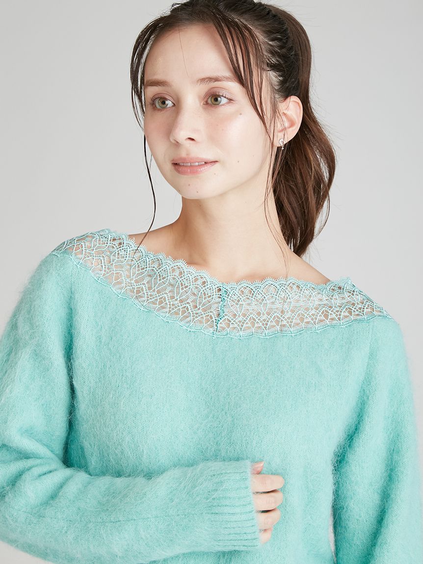 レーストリミングニットセットアップ(ニットワンピース)｜DRESS