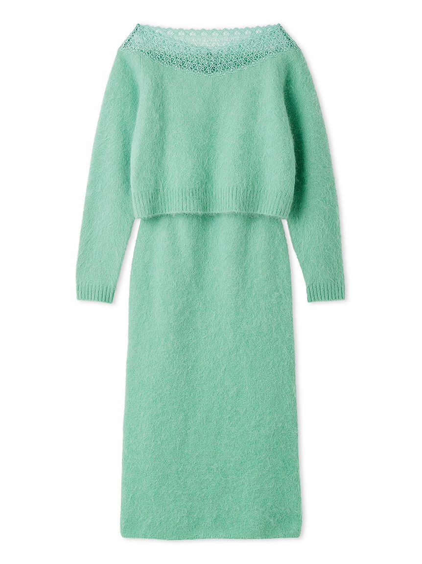 レーストリミングニットセットアップ(ニットワンピース)｜DRESS