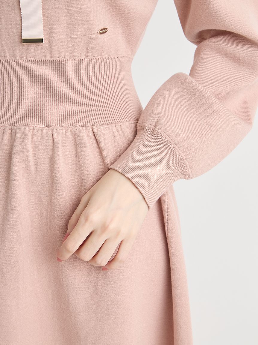 極美品✨25SS セルフォード　ニットワンピース　半袖　ピンク　フレア　ロング 極美品✨25SS セルフォード ニットワンピース 半袖 ピンク フレア