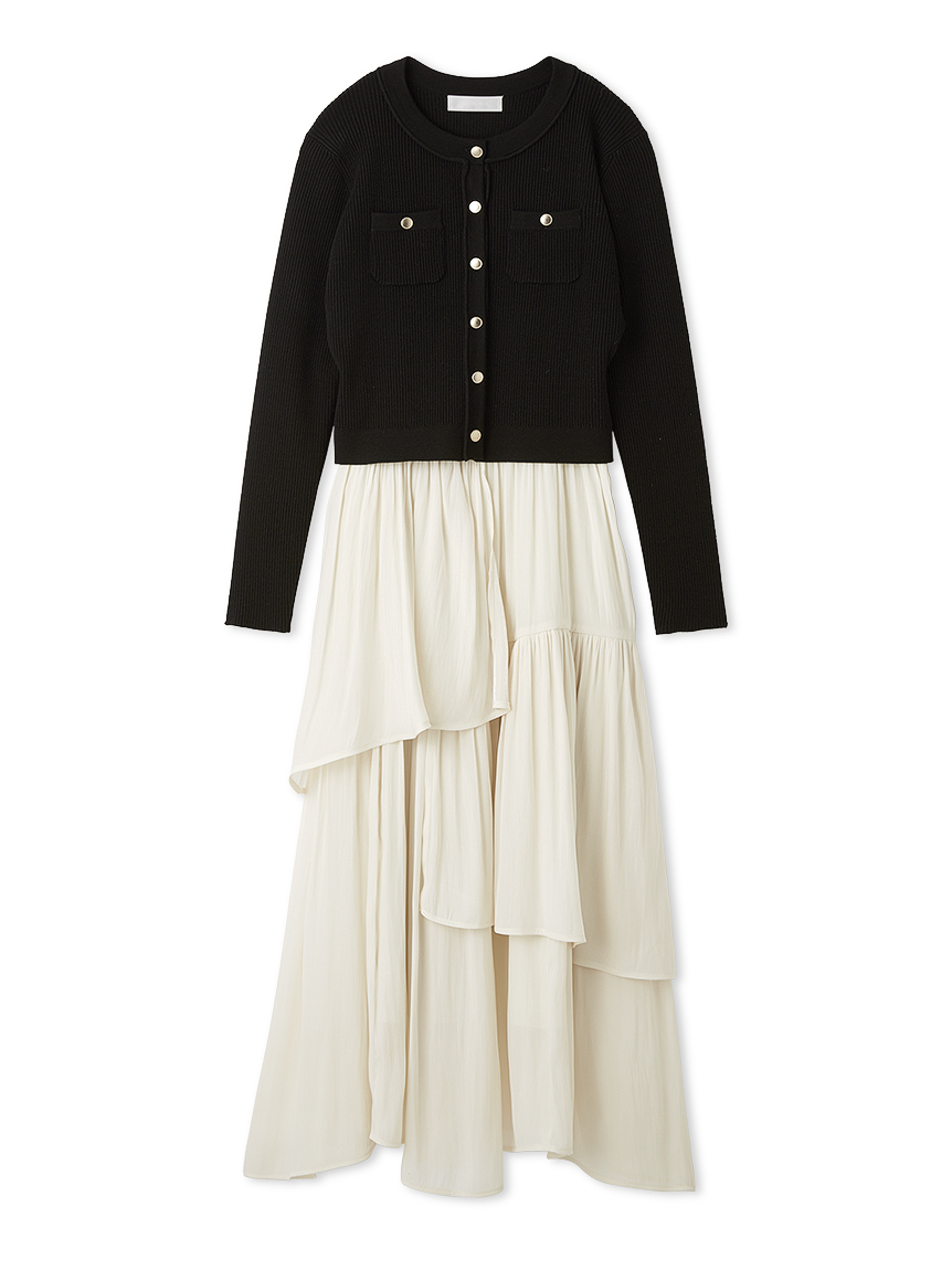 アシメヘムドレス＆トリムリブカーデ(デイリーワンピース)｜DRESS