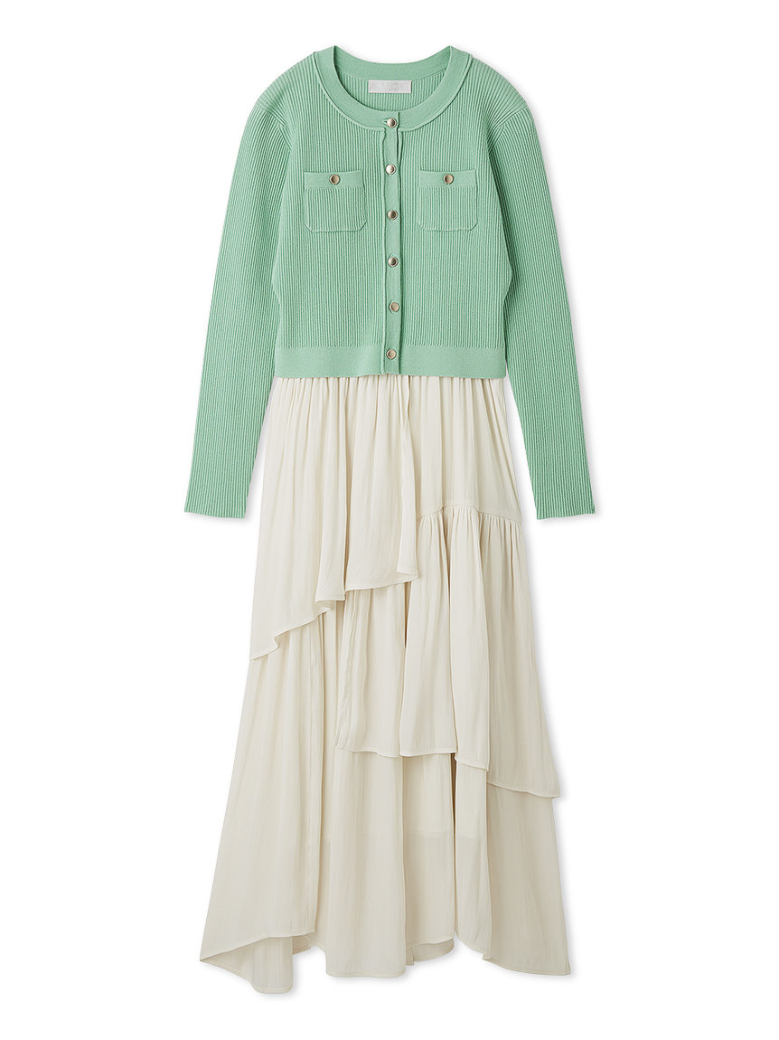 CELFORD アシメヘムドレス＆トリムリブカーデ アシメヘムドレス＆トリムリブカーデ(デイリーワンピース)｜DRESS