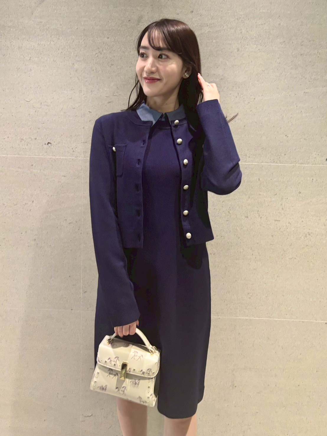 セットアイテム】襟付きニットワンピースセット(ニットワンピース