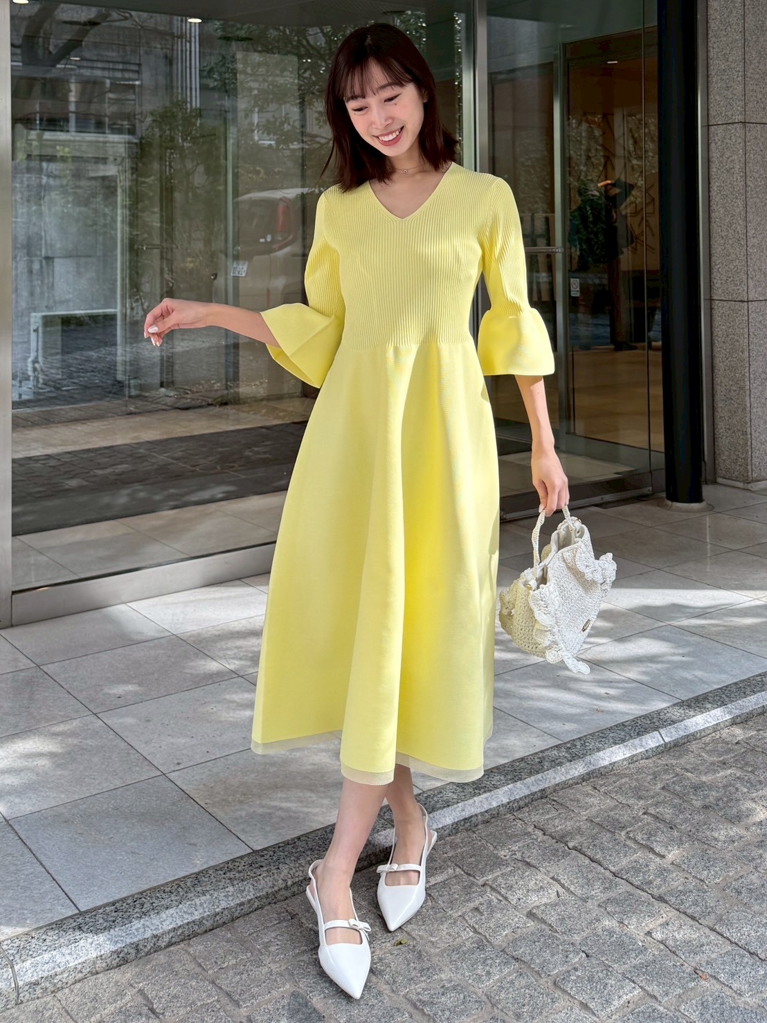 洗える】ベルスリーブホールガーメントワンピース(フォーマル