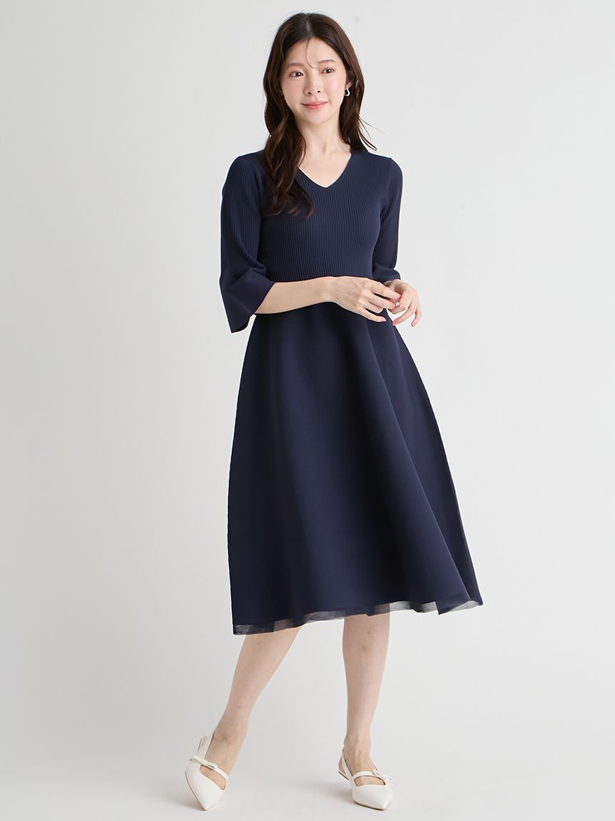 洗える】ベルスリーブホールガーメントワンピース(フォーマル