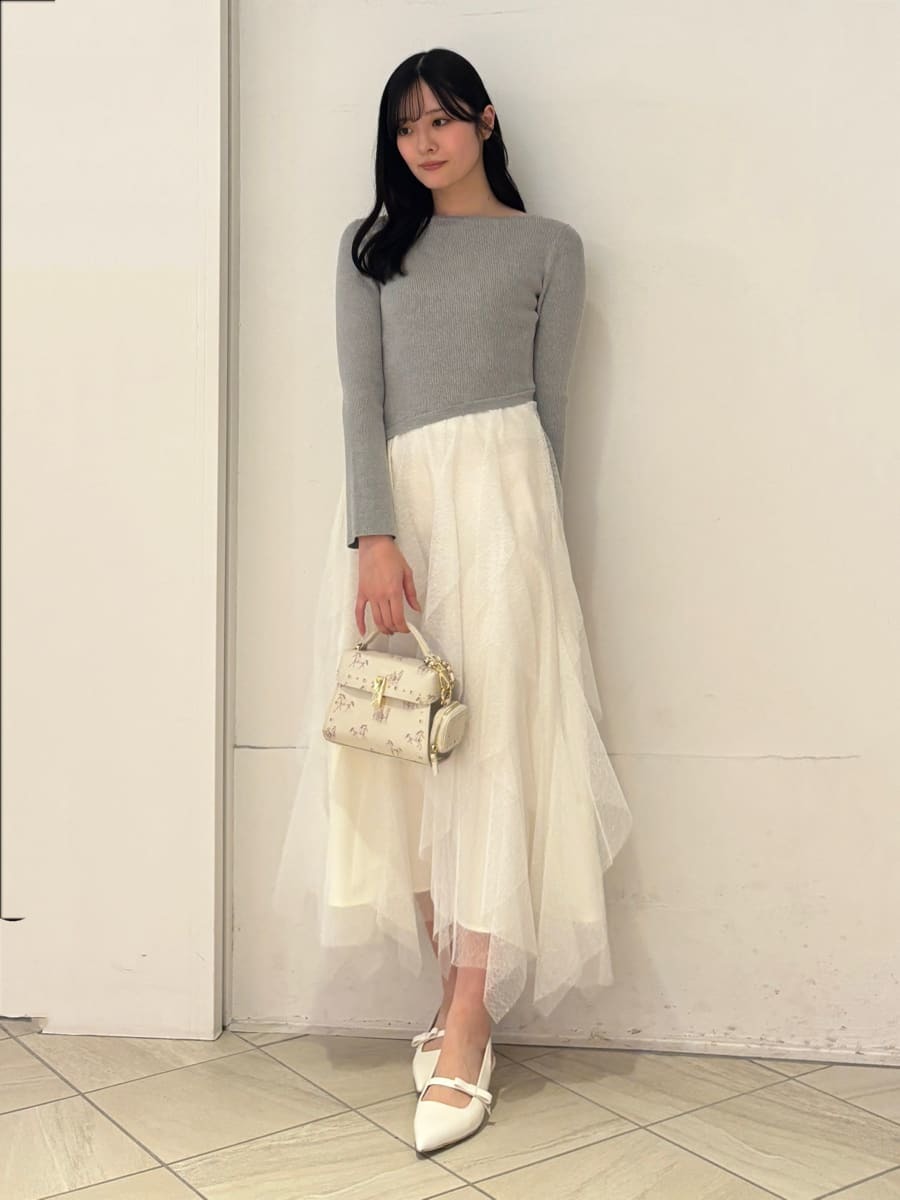 ラッフルスカートドッキングニットワンピ(デイリーワンピース)｜DRESS