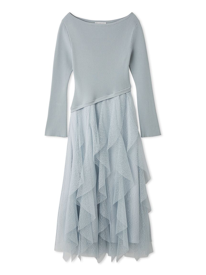 ラッフルスカートドッキングニットワンピ(デイリーワンピース)｜DRESS