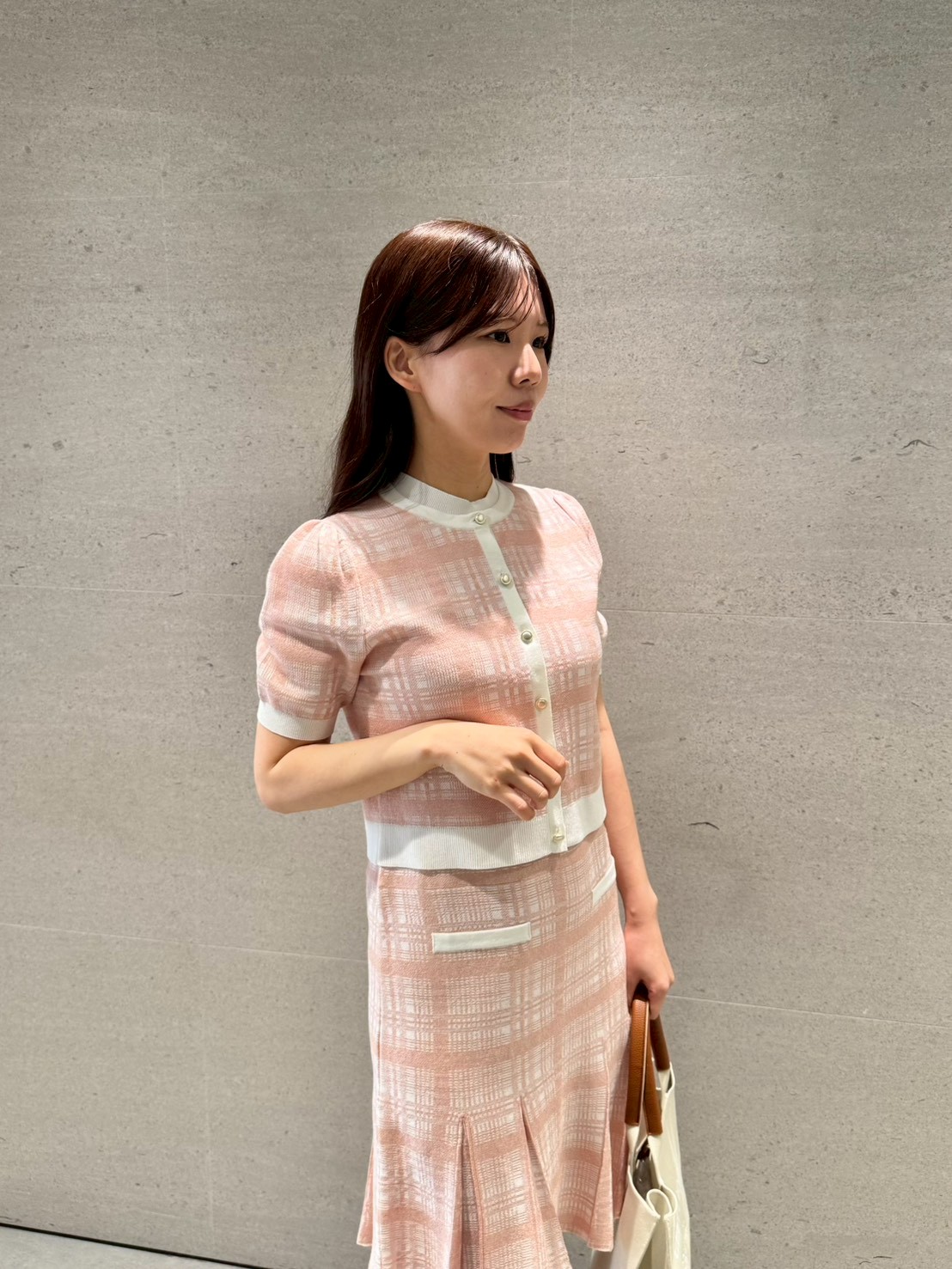 洗える】【WEB限定カラー】チェックジャカードミニニットワンピース