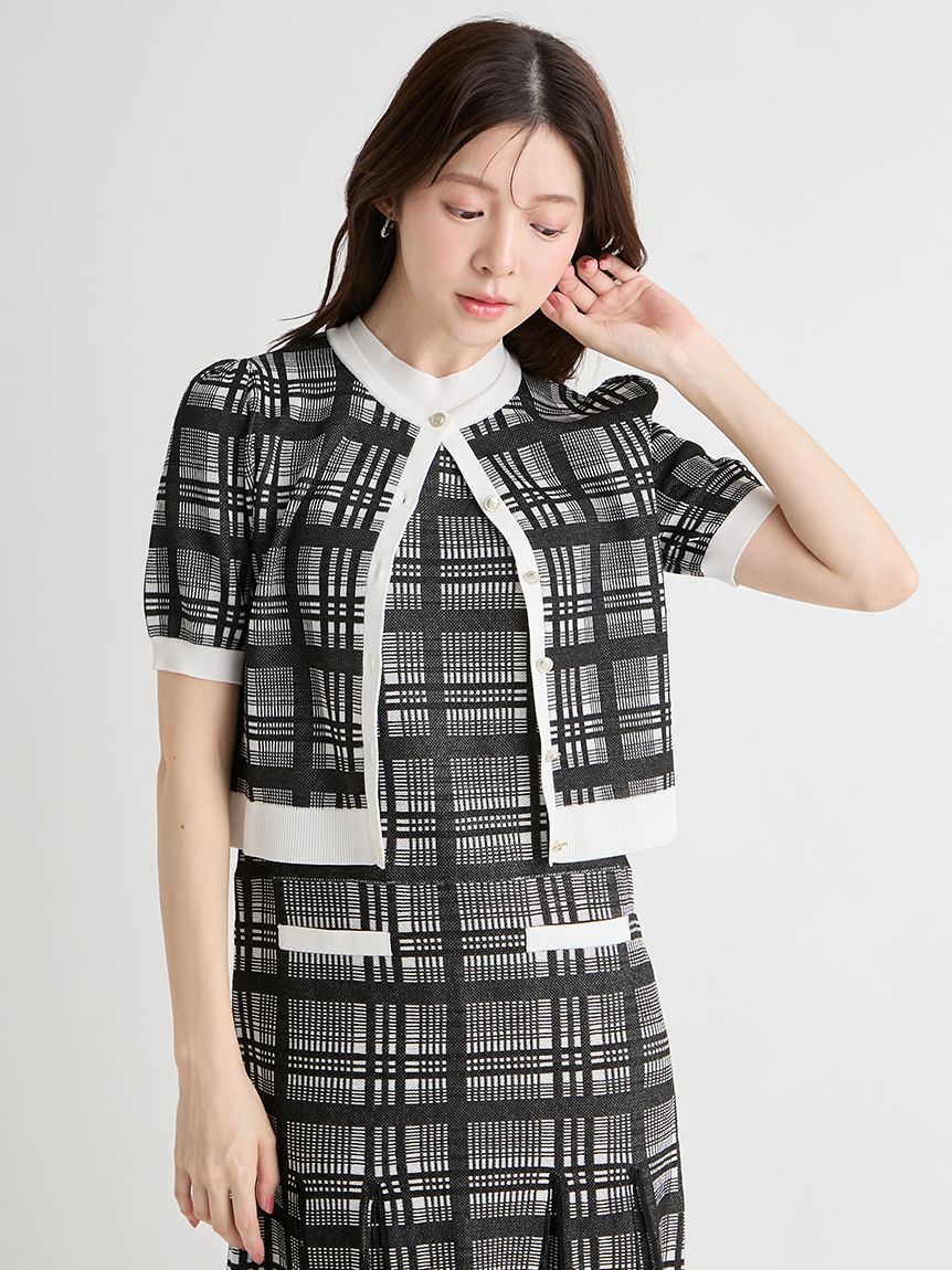 洗える】【WEB限定カラー】チェックジャカードミニニットワンピース