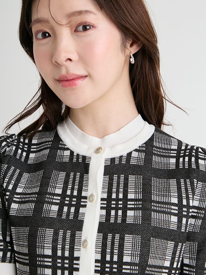 洗える】【WEB限定カラー】チェックジャカードミニニットワンピース