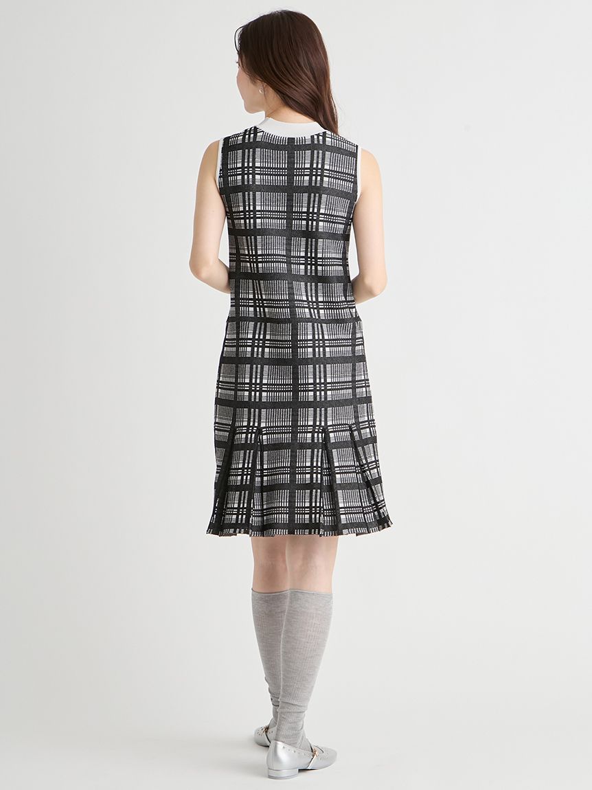 洗える】【WEB限定カラー】チェックジャカードミニニットワンピース