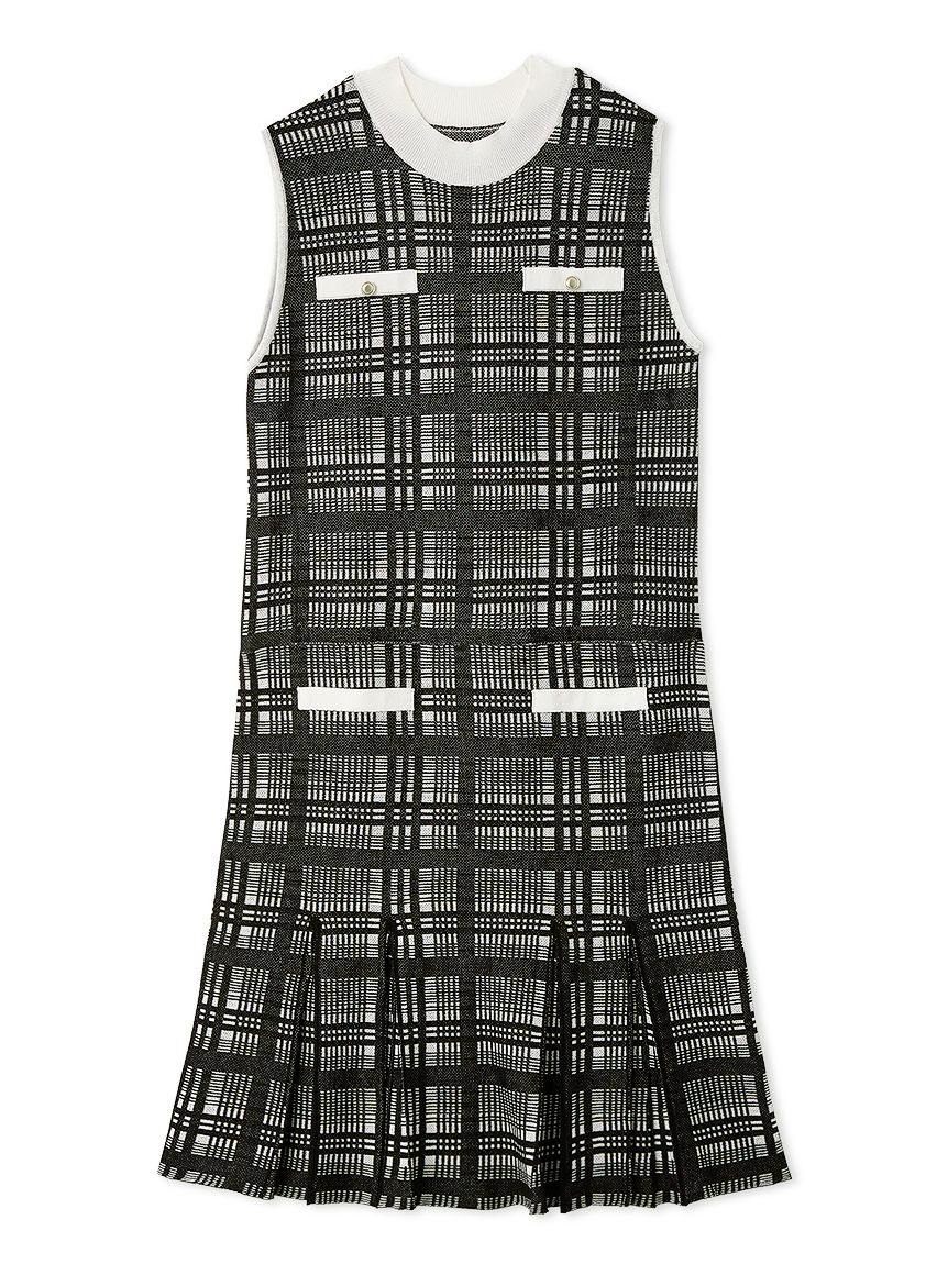 洗える】【WEB限定カラー】チェックジャカードミニニットワンピース