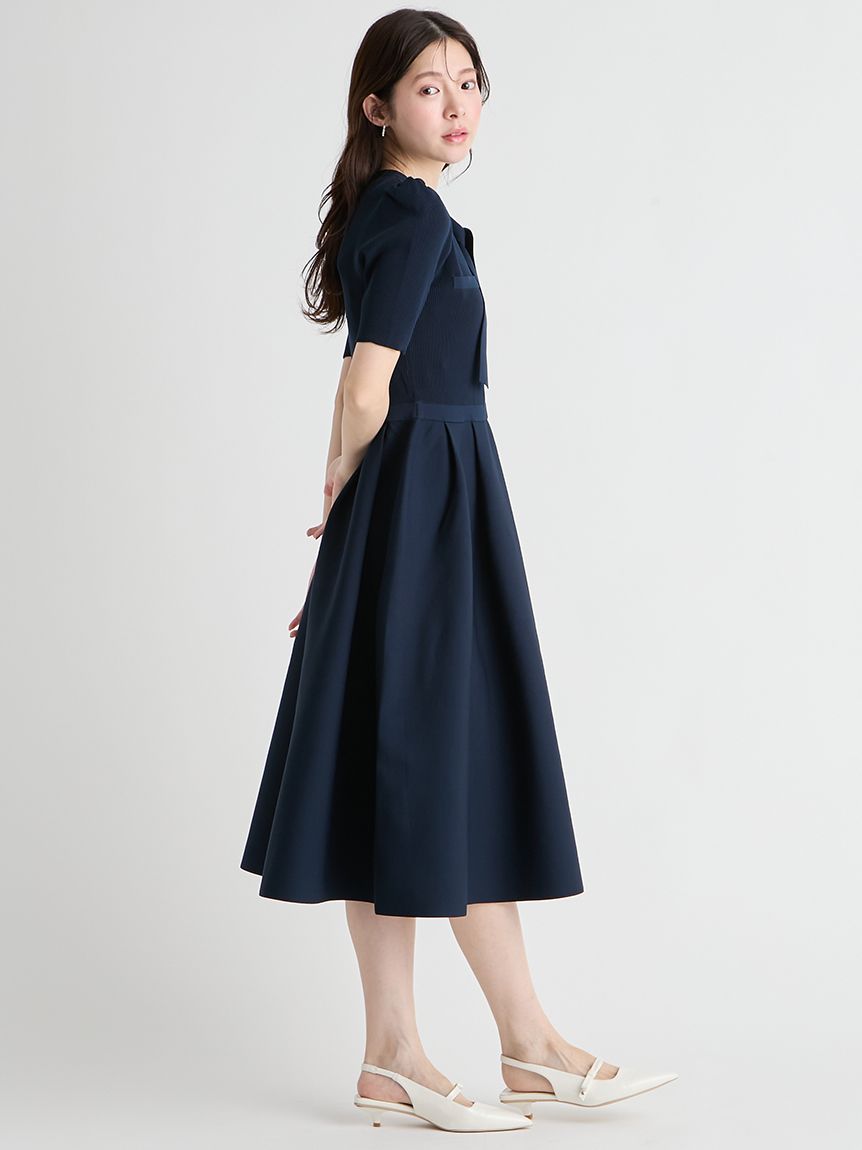 UVカット】【洗える】ボウタイニットワンピース(ニットワンピース