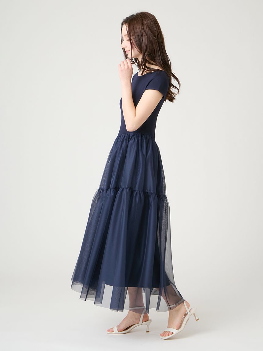 アシメチュールニットドッキングワンピース(ニットワンピース)｜DRESS
