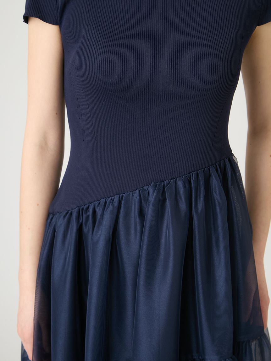 アシメチュールニットドッキングワンピース(ニットワンピース)｜DRESS