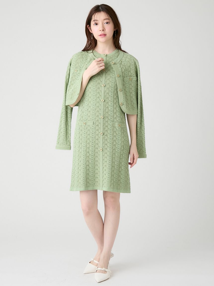 トリム透かし柄ミニワンピース(デイリーワンピース)｜DRESS（ドレス