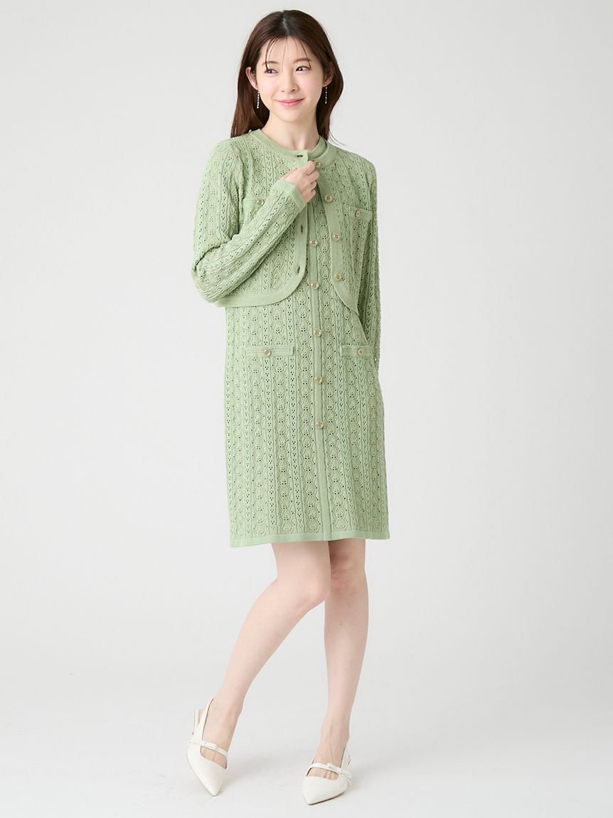 トリム透かし柄ミニワンピース(デイリーワンピース)｜DRESS（ドレス