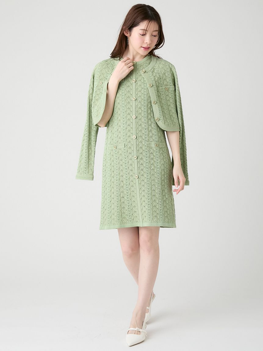 トリム透かし柄ミニワンピース(デイリーワンピース)｜DRESS（ドレス